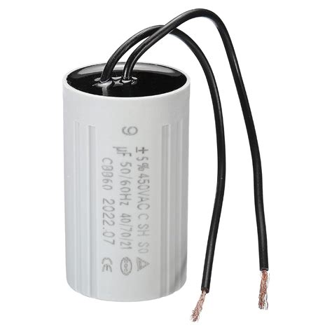 PATIKIL CBB60 9uF Running Capacitor, AC 450V 2 Wires 50/60Hz Cylinder ...