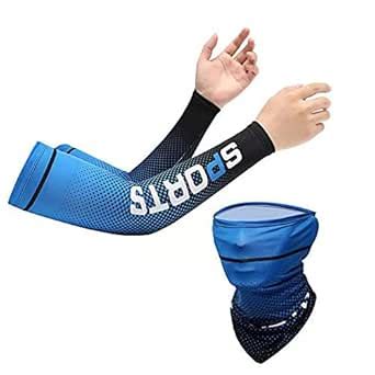 FABSPORTS Cooling Arm Sleeves & Bandana combo for Men & Women with UV ...
