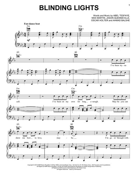 The Weeknd 'Blinding Lights' Sheet Music and Printable PDF Music Notes ...