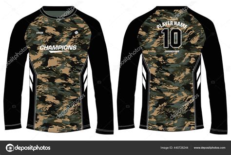 Camouflage Long Sleeve Shirt Sports Jersey Design Concept Vector Template Stock Vector by ... - camouflage long sleeve shirt
