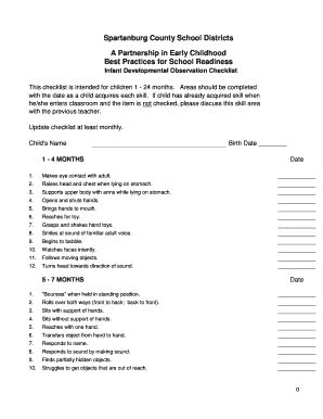 Fillable Online spartanburgymca School Readiness Checklist - Ymca ...