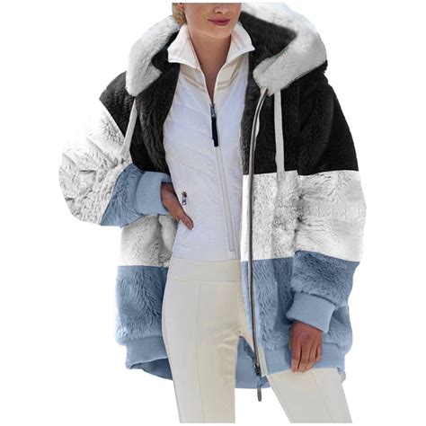 LYXSSBYX Plus Size Womens Coats with Hood Fashion Womens Warm Faux Coat ...