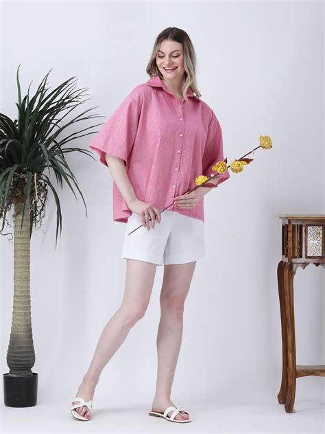 Pink linen oversized shirt