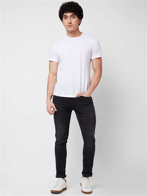 Spykar Low Rise Slim Fit Black Jeans For Men