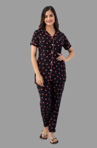 08GENCYCOLLECTION Women Printed Black, Pink Shirt & Pyjama set Price in ...