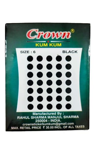 CROWN KUM KUM Round Black Sticker Bindiya Bindis Spiral Bindi Booklet ...