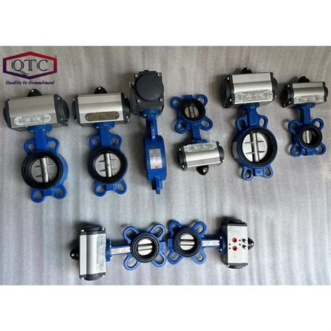 Top QTC Make Wafer Butterfly Valve PN16 Pneumatic Actuator Operated ...