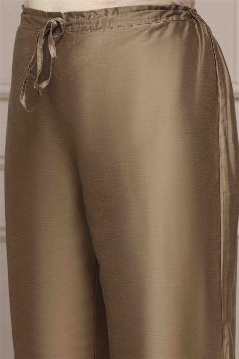 Buy Gold Polyester Straight Palazzos Online at Biba India