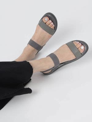 Buy Marc Loire Women Dark Grey Open Toe Slip On Flats Online