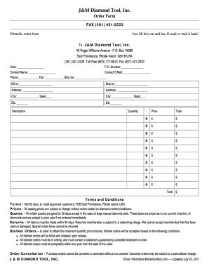 Fillable Online JampM Diamond Tool Inc Fax Email Print - pdfFiller