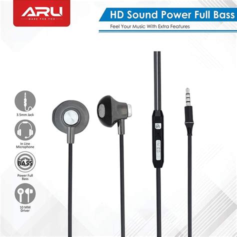 ARU AEP-65 High Bass Universal in-Ear Wired Earphone with Mic