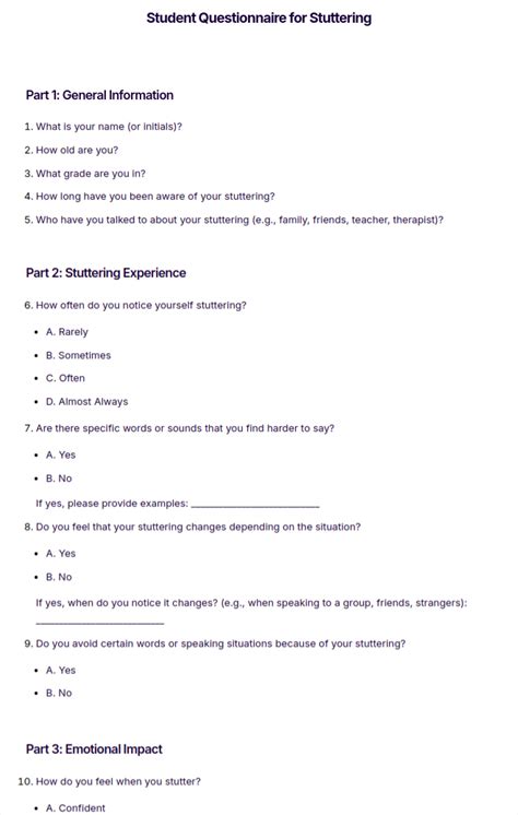 Questionnaire Examples for Students 的图像结果