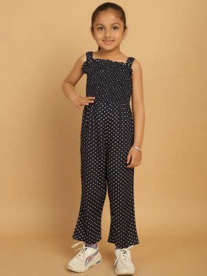 Buy Mini & Ming Girl Navy Blue Polka Dot Printed Jumpsuit (3-4 Years ...