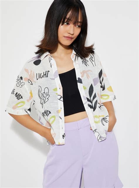 Buy URB_N Women Printed Cropped Shirt Online at just Rs. 599.0 ...