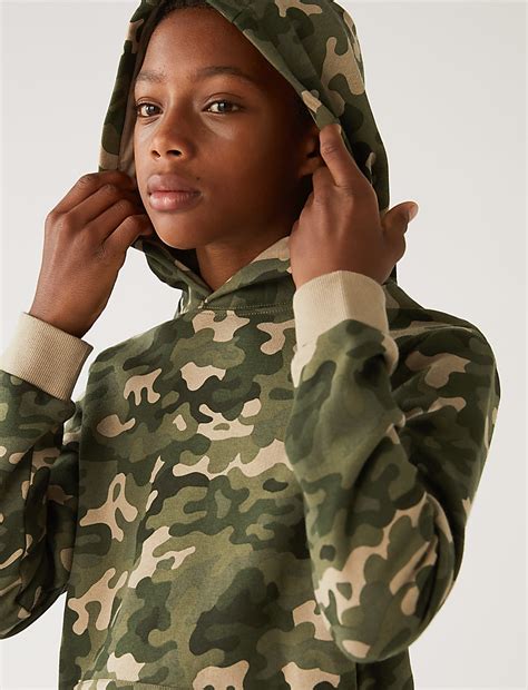 Buy Cotton Rich Camouflage Hoodie at Marks & Spencer