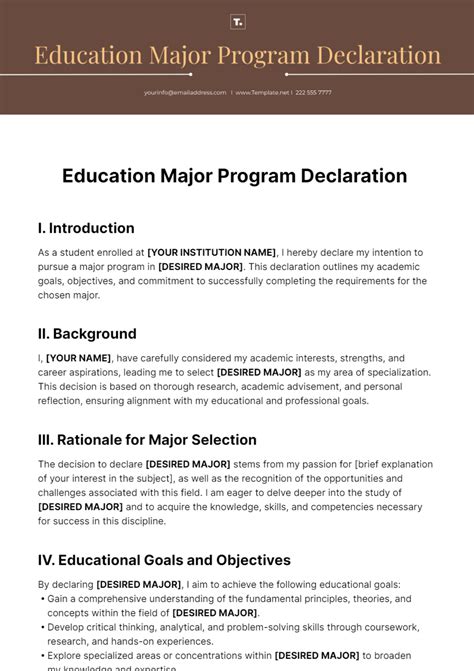 Free Education Major Program Declaration Template to Edit Online