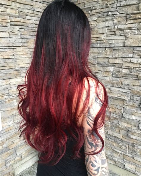 Black Hair With Red Tips