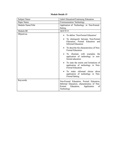 Application of Technology in Non-Formal Setting - Communication ...