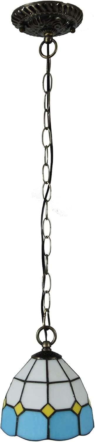 Buy Stained Glass Style Hanging Lamp Handcrafted 6 Inch Wide Lattice ...