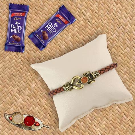 VR Creatives Premium Designer Om Rakhi Hand Band with 2 Pieces Dairy ...