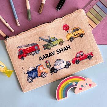Traffic Personalized Eco-Friendly Cotton Canvas Pouch for school ...