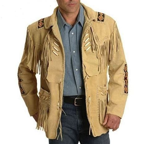 Men's Traditional Handmade Cowboy Western Leather Jacket Coat With ...