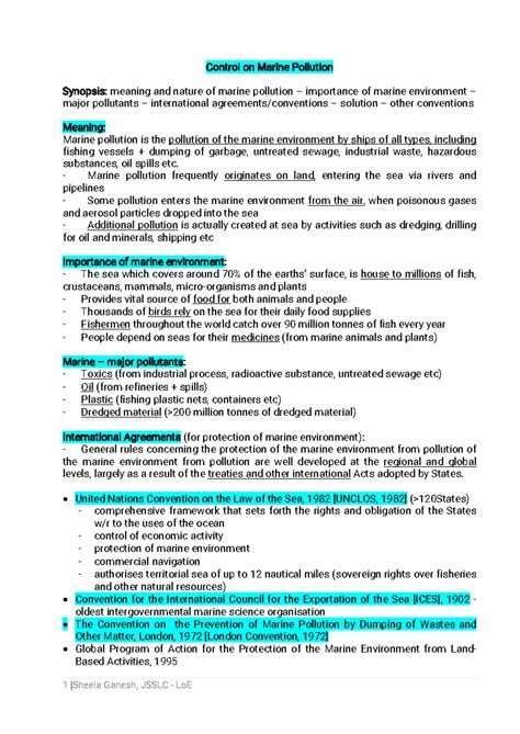 Control on Marine Pollution: Importance, Major Pollutants, and ...
