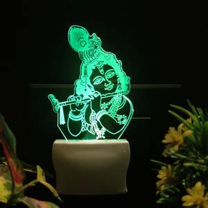 Sky Mart KRISHNA FLUTE Acrylic 3D Illusion RGB 7 Colour Changing LED ...