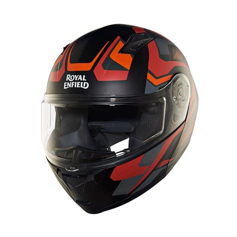 Royal Enfield Lightwing Modular Multi Rays Matt Black Orange Helmet ...