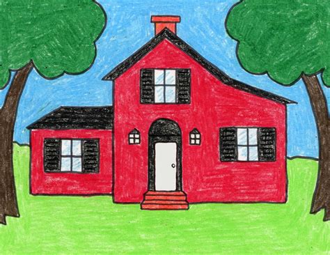 Country House Drawing: Easy How to Draw a Country House Lesson for Kids