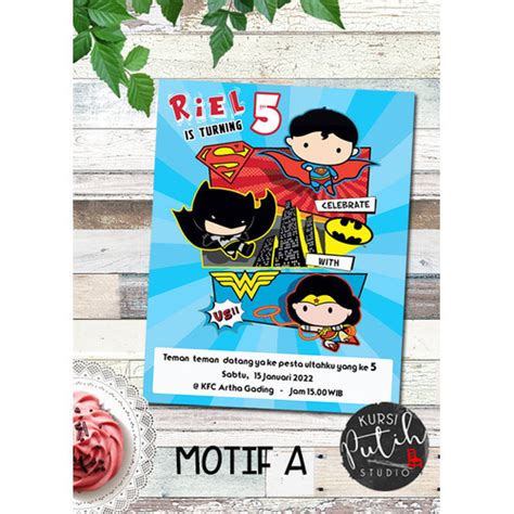 Jual Undangan ulang tahun birthday invitation tema avengers chibi ...