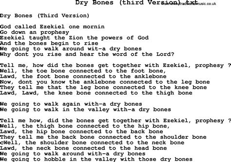 Negro Spiritual/Slave Song Lyrics for Dry Bones (third Version)