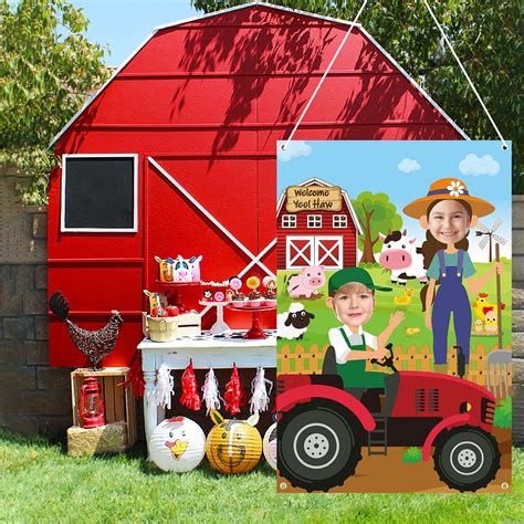 Buy Haooryx Farm Animals Photo Door Banner Large Satin Fabric Photo ...