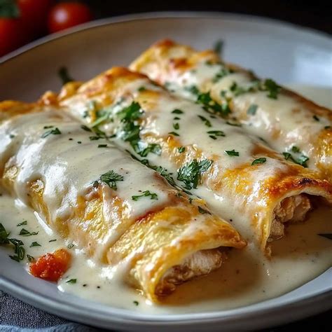 Delicious Chicken Enchiladas with Sour Cream White Sauce | Recipe in ...