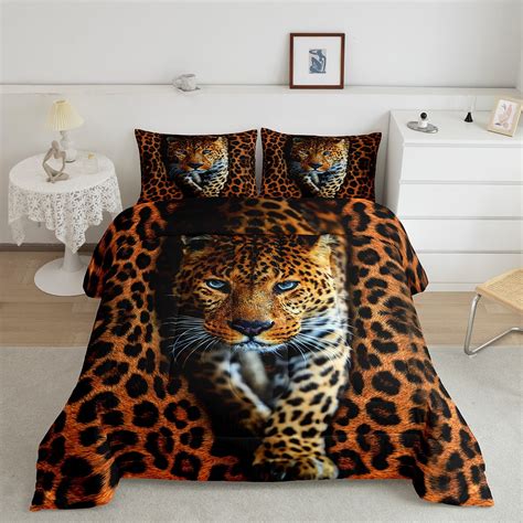 Safari Cheetah Comforter Set Twin Brown Leopard Print Bedding Set, Wild ...
