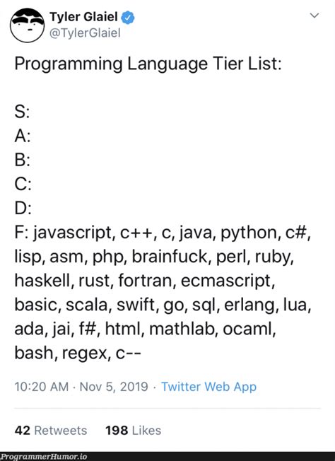 Programming Language Tier List 的图像结果