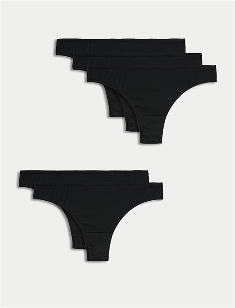 Buy 5pk Microfibre Low Rise Thongs at Marks & Spencer