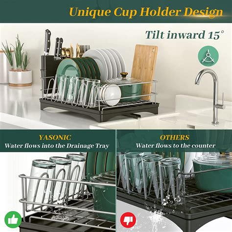 Buy Dish Drying Rack with Drainboard, YASONIC Dish Drainer with 360 ...