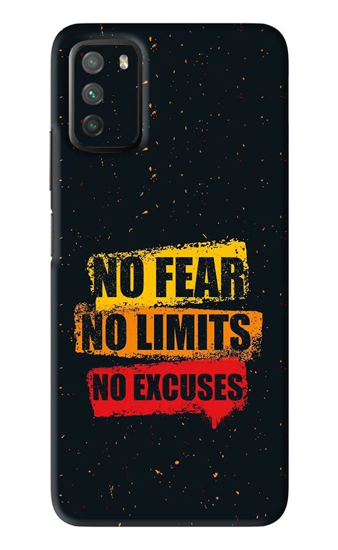 No Fear No Limits No Excuses Poco M3 - No Sides Back Skin Wrap | Only ...