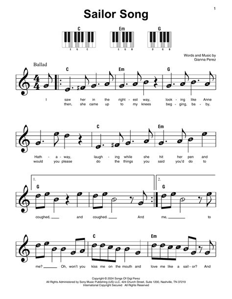 Download Gigi Perez 'Sailor Song' Sheet Music, Chords, Lyrics | Pop ...