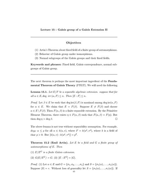Galois group of a Galois Extension II - Mathematics -I - AMU - Studocu
