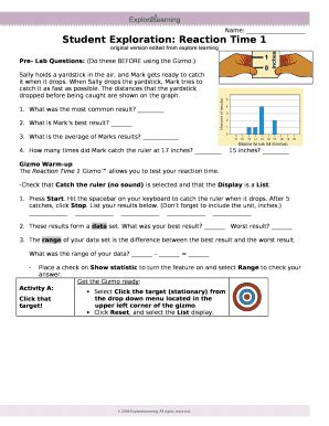 reaction time gizmo answer key Doc Template | pdfFiller