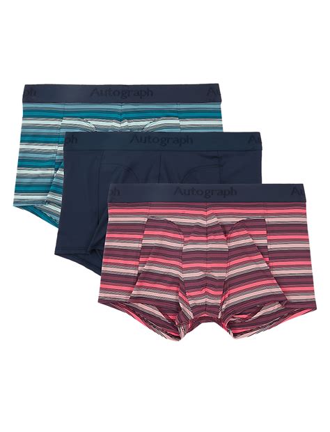 Buy 3 Pack Microskin Stripe Hipsters at Marks & Spencer