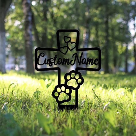 Personalized Pet Paw Print Memorial Cross Sign Loss of Dog or Cat Yard ...