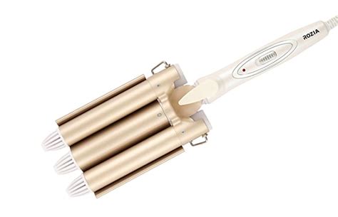 Rozia Tripple Barrel Hair Curler with Temperature Display Golden ...