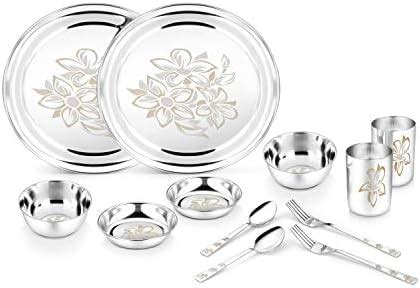 Classic Essentials Stainless Steel Dinner Set | Heavy Gauge Stainless ...