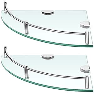 2 Pcs Corner Shower Shelf 2-tier Glass Corner Shelf Stainless Steel ...