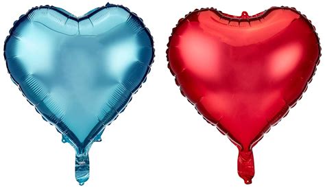 Buy Just Party 5 Pcs Red & Blue 18 Inch Heart Shape Foil Balloons with ...
