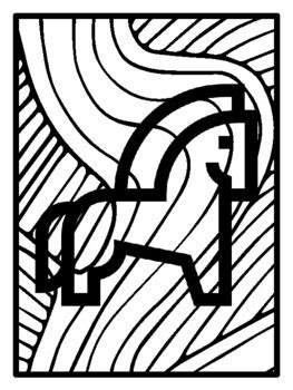 48 Zoo Pop Art Inspired Coloring Pages, Early Finisher school resource ...