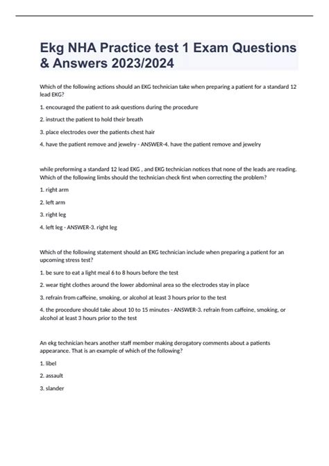 Ekg NHA Practice test 1 Exam Questions & Answers 2023/2024 - Ekg NHA ...